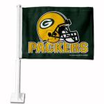 Green Bay Packers Helmet Green Bkg Car Flag