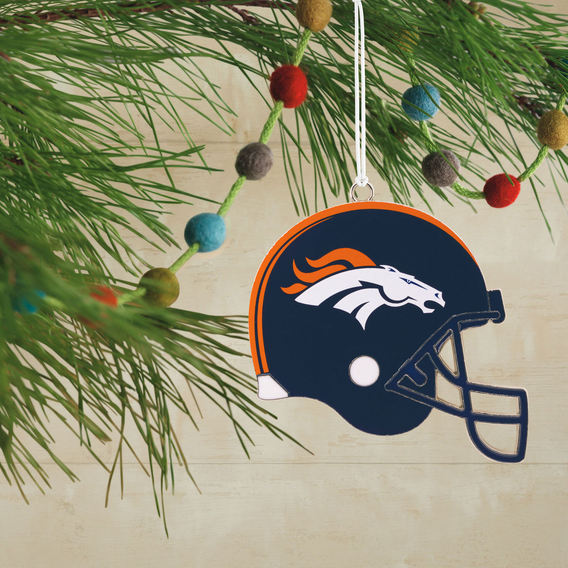 Denver Broncos Football Metal Helmet Ornament
