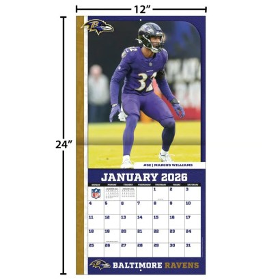 NFL Baltimore Ravens 2026 Wall Calendar