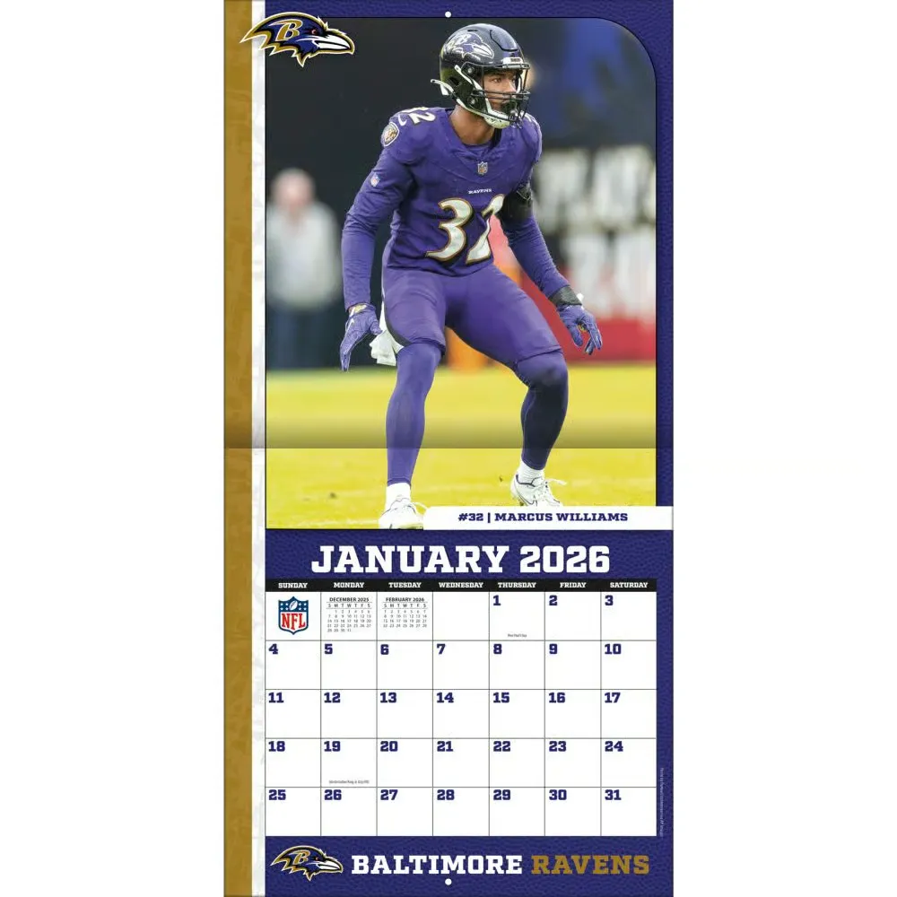 NFL Baltimore Ravens 2026 Wall Calendar